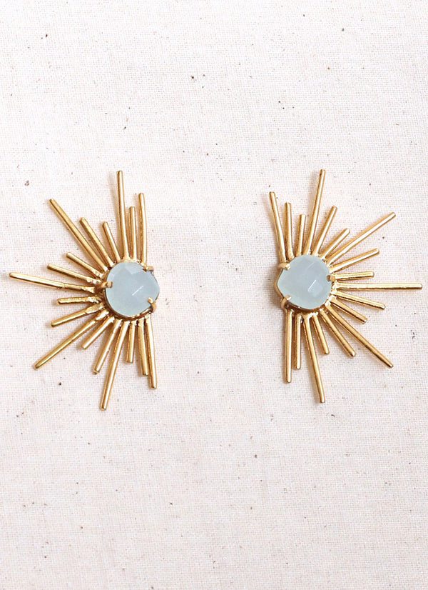 Aqua sun earrings