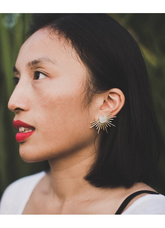 Aqua sun earrings