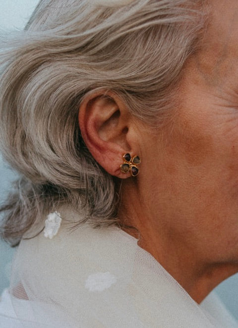 FRANGIPANI GARNET EARRINGS