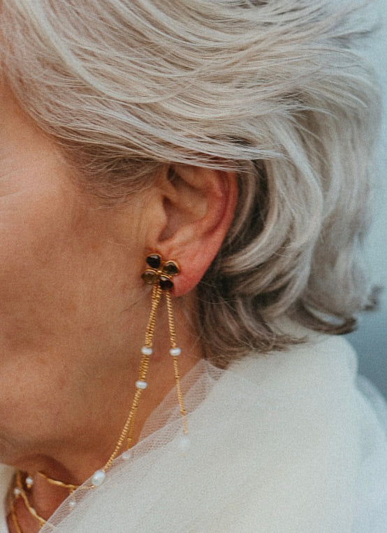 FRANGIPANI GARNET CASCADE EARRINGS