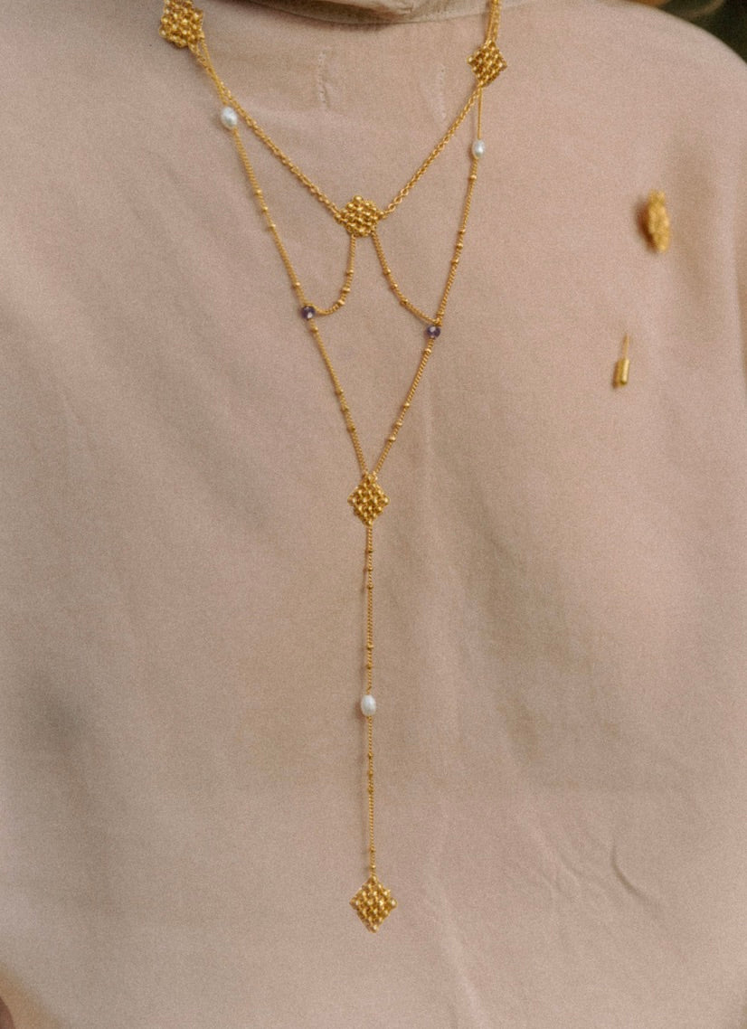 LONG BEEHIVE NECKLACE