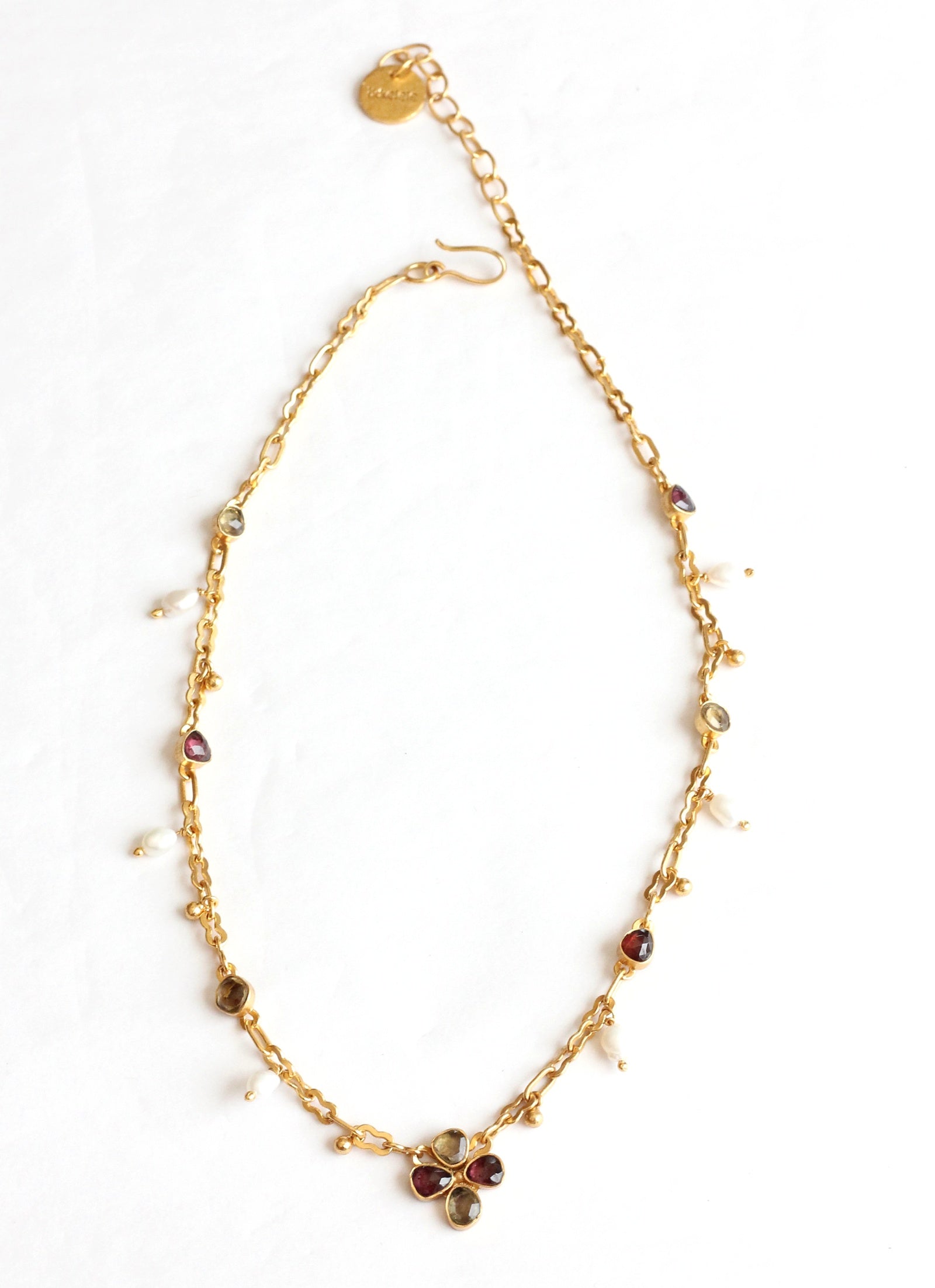 FRANGIPANI GARNET NECKLACE