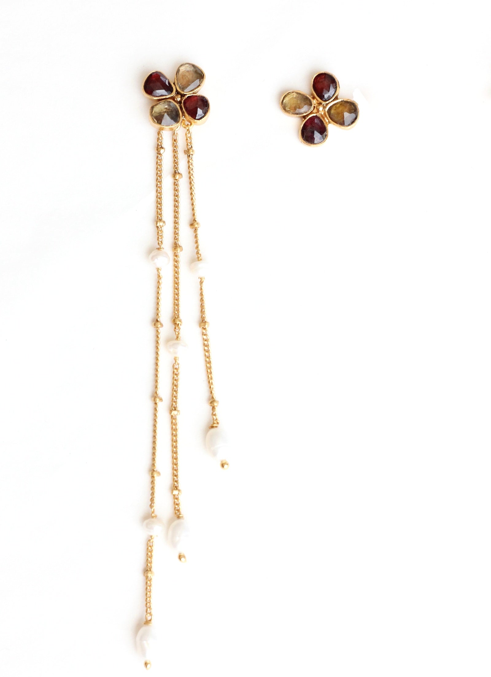 FRANGIPANI GARNET CASCADE EARRINGS