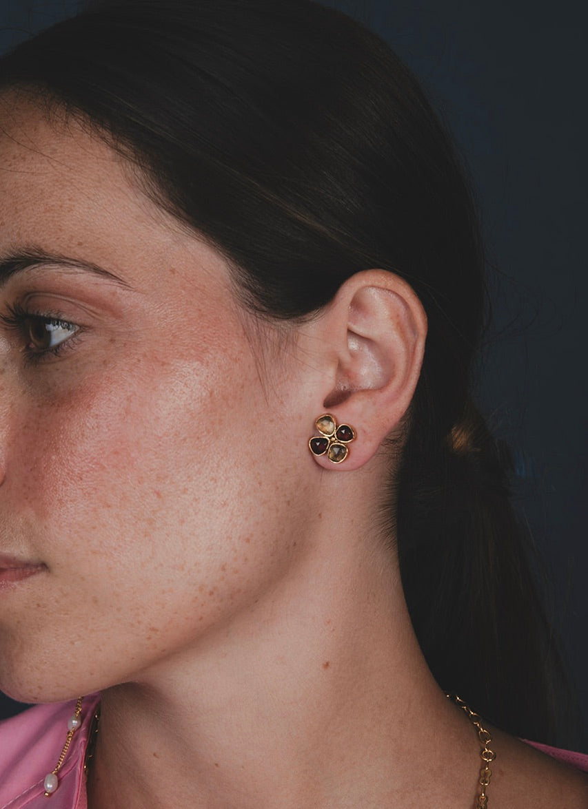 FRANGIPANI GARNET EARRINGS