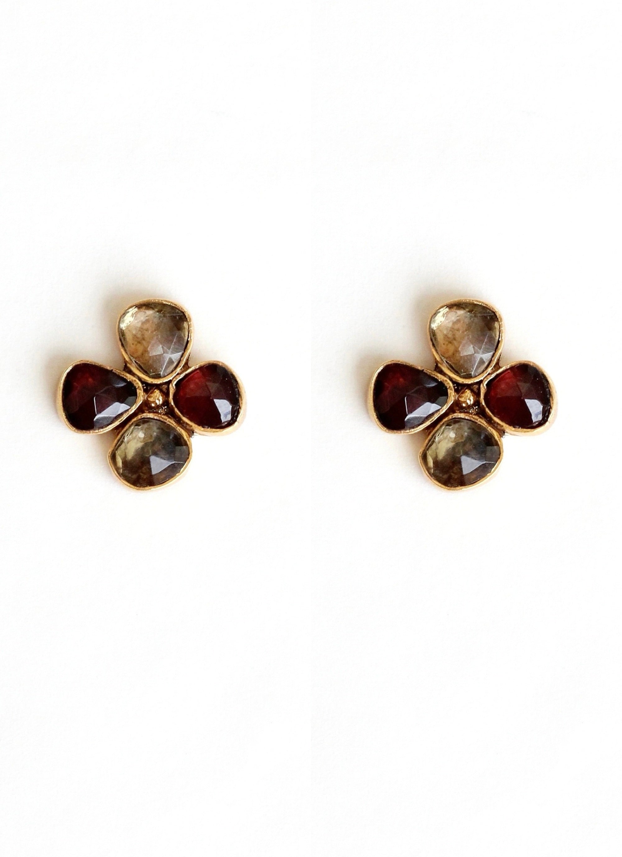 FRANGIPANI GARNET EARRINGS